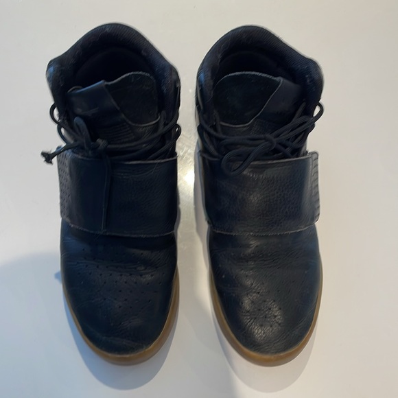 10 Adidas Men’s High Top strap Black Leather + Suede - Picture 3 of 10